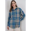 Ekose Desen Oversize Oduncu Gömlek 54 Mavi Gri