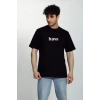 Erkek Bisiklet Yaka Kısa Kol Hav Baskılı Tshirt  iyah