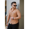 Erkek çift Cepli çıtçıt Düğmeli Uzun Kollu Gömlek