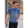 Erkek çizgi Desenli Bisiklet Yaka Kısa Kollu Tsihrt