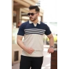 Erkek çizgi Desenli Yakalı Kısa Kollu Tshirt
