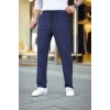 Erkek Cizgili Dokuma Krep Jogger Buggy Pantalon Rahat Kalıp  acivert