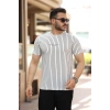 Erkek Dikey çizgili Ottoman Kumaş Kısa Kollu Tshirt