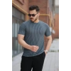 Erkek Dikey çizgili Ottoman Kumaş Kısa Kollu Tshirt