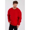 Erkek Düz Renk Bisiklet Yaka Sweat  Kırmızı