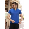 Erkek Hakim Yaka Dokuma Pamuklu Kumaş Kısa Kollu Tshirt