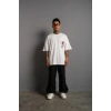 Erkek ırt Baskılı A Kalite Oversize Tshirt  Beyaz