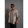 Erkek ırt Baskılı A Kalite Oversize Tshirt  Gri