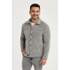 Erkek Pelüş Polar Hırka Gömlek – Yakalı, İlik Düğmeli, Göğüs Cepli, Yumuşak Dokulu Kışlık Regular Fit Rahat Günlük odel  Gri