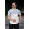 Erkek Renk Bloklu Bisiklet Yaka Kısa Kollu Triko Tişört
