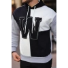 Erkek W Nakış İşlemeli Kapüşonlu weatshirt  iyah