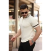 Erkek Yaka Ve Kolları çizgi Detaylı Fermuarlı Kısa Kollu Tshirt