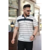 Erkek Yakalı çizgili Kısa Kollu Tshirt