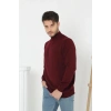 Erkek Yarım Balıkçı Yaka Triko Kazak  Bordo