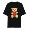 evgililer Günü İçin Özel Tasarım I ove You Ayı Baskılı Tshirt  iyah