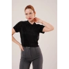 Fitilli Kısa Kollu Parlak iyah Bluz