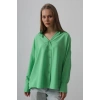 Geniş Manşet Detaylı Gömlek  A.Yeşil