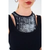 İçi Baskılı Halter Yaka Kaşkorse Atlet  iyah