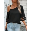 Kadın Askılı Asimetrik Kesim Kol Ve Yaka Kolda Tül Ve Aksesuar Detaylı Janjan Krep Bluz