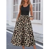 Kadın Askılı Yuvarlak Yaka üst Viskon Alt Leopar Desenli Süprem Uzun Elbise