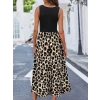 Kadın Askılı Yuvarlak Yaka üst Viskon Alt Leopar Desenli Süprem Uzun Elbise