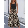 Kadın Askılı Yuvarlak Yaka üst Viskon Alt Leopar Desenli Süprem Uzun Elbise