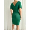 Kadın Dalgıç Krep V Yaka Ve ırt Dekolte Detaylı Elbise