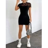 Kadın Ip Askılı Kısa Dalgıç Elbise Ve Kısa Kollu Tül Elbise Ikili Takım