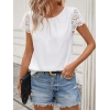 Kadın Kısa Dantel Kollu Bisiklet Yaka Sandy Bluz