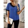 Kadın Kısa Kollu Asımetrik Yaka Detaylı Düğmeli Dubai Bluz
