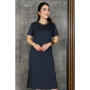 Kadın Kısa Kollu Bisiklet Yaka Yırtmaçlı Viskon Iki Iplik Elbise