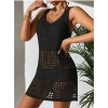 Kadın Kolsuz Delikli örgü Detay Mini Triko Pareo Elbise