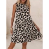 Kadın Kolsuz Sırttan Bağlamalı Fırfırlı Leopar Desenli Süprem Elbise