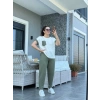 Kadın Kristal Kumaş Garnili Cep Detaylı Ikili Takım