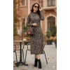 Kadın Uzun Kollu Balıkçı Yaka eopar Desenli idi Boy Elbise