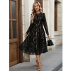 Kadın Uzun Kollu Bisiklet Yaka Dantelli Astarlı Midi Elbise