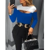 Kadın Uzun Kollu Bisiklet Yaka Göğüs Dekolteli Kaşkorse Bluz