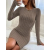 Kadın Uzun Kollu Bisiklet Yaka şardonlu Kalın Fitilli Kaşkorse Mini Boy Elbise