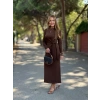 Kadın Uzun Kollu Bisiklet Yaka Yandan Bağlamalı Uzun Modal Elbise
