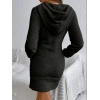 Kadın Uzun Kollu Kapşonlu Cepli Mini Peluş Elbise