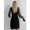 Kadın Uzun Kollu Kolları Payet Bisiklet Yaka Kısa Kaşkorse Elbise
