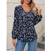 Kadın Uzun Kollu V Yakalı çiçek Desenli Modal Bluz