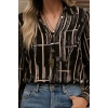 Kadın Uzun Kollu V Yakalı Desenli Dalgıç Bluz