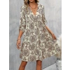 Kadın Uzun Kollu V Yakalı Fırfırlı Mini Süprem Elbise