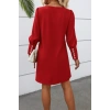Kadın Uzun Kollu V Yakalı Kısa Ithal Krep Elbise