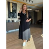 Kadın Uzun Kollu V Yakalı Midi çağla Yeşili Modal Elbise
