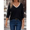 Kadın Uzun Kollu V Yakalı Viskon Iki Iplik Bluz