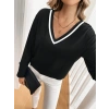 Kadın Uzun Kollu V Yakalı Viskon Iki Iplik Bluz