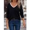 Kadın Uzun Kollu V Yakalı Viskon Iki Iplik Bluz