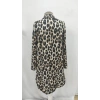 Kadın Uzun Kollu Yakalı önden Düğmeli Leopar Desenli Modal Midi Elbise